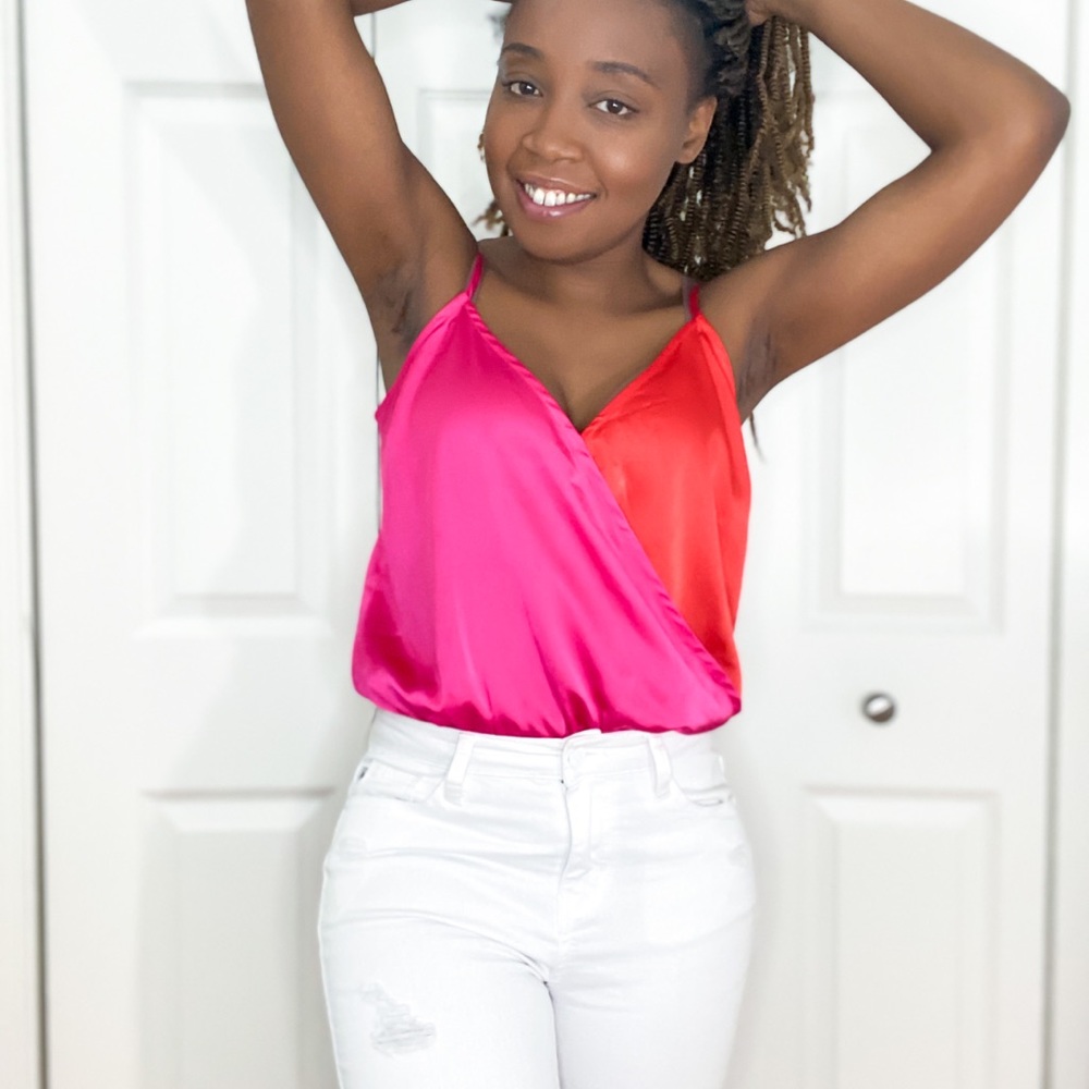 New Satin Colorblock Bodysuit
